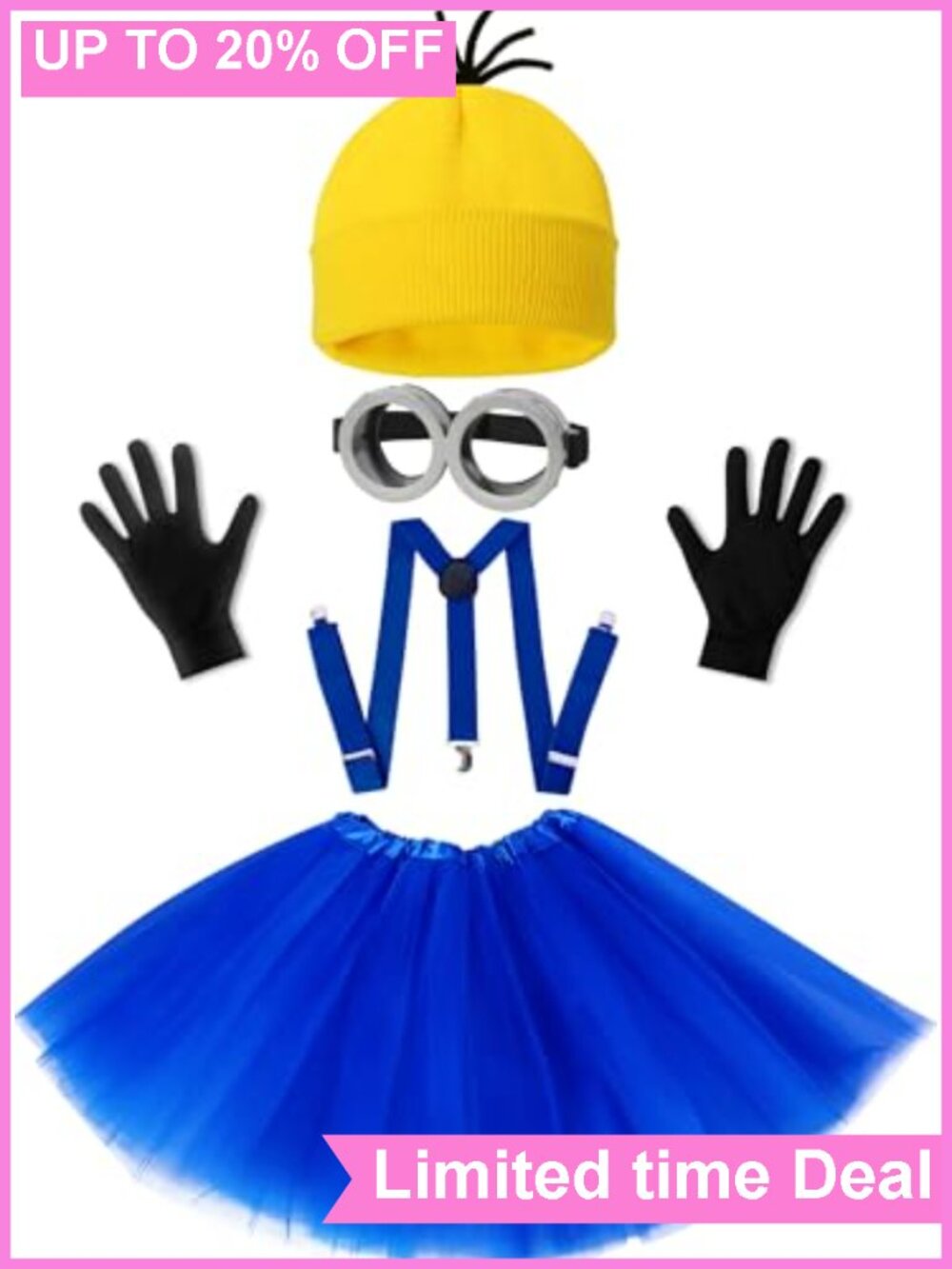 5 Pc Halloween Costume Accessory Set Steampunk Goggles Beanie Tutu Suspenders